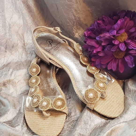 Adrianna Papel gold sparkling sandals size 7.5 - Picture 3 of 11
